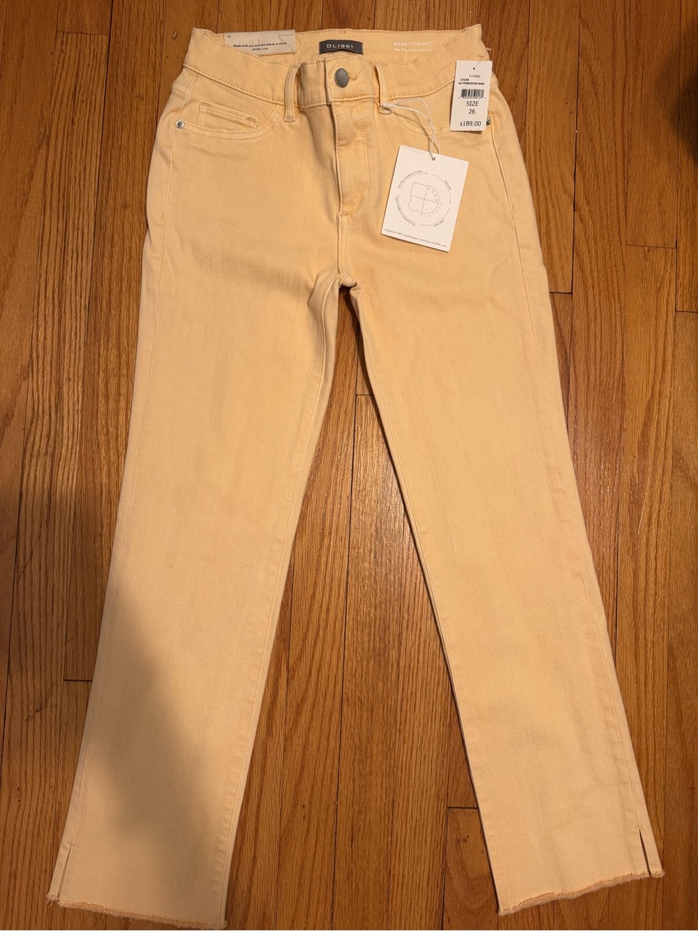 DL1961 Straight Leg Jeans in Pale Yellow